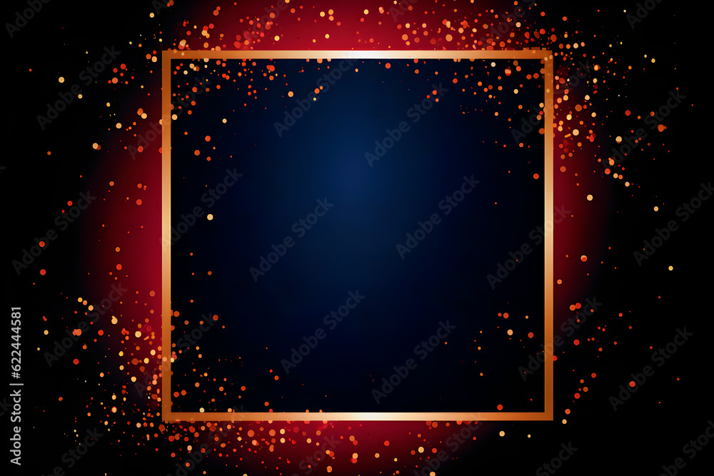 Obraz premium Magic night dark blue frame with confetti glitter. AI Generative