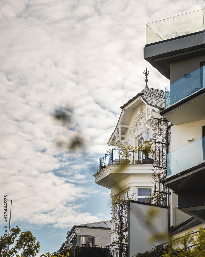balcony under cloudy sky
