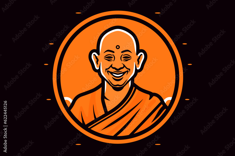 Vetor de Doodle inspired Yogi Adityanath, cartoon sticker, sketch