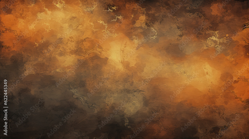 an abstract orange and brown background with a black border
