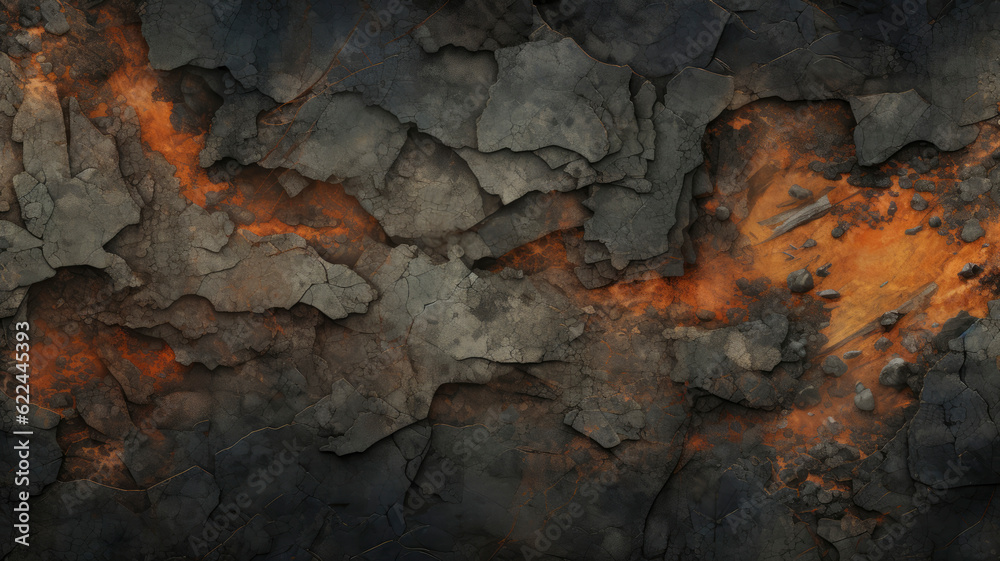 a fiery rock wall engulfed in flames