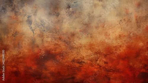 a vibrant red and brown abstract painting