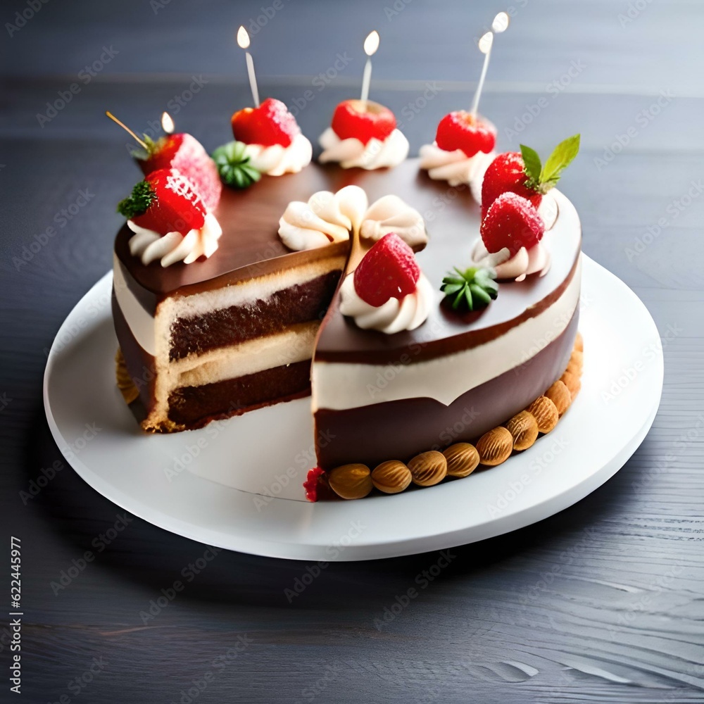 piece of cake with cherries Generated AI piece of cake with cherries Generated AI