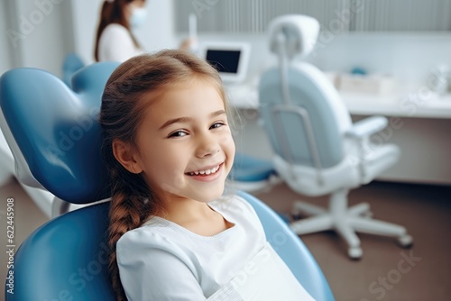 little girl at a Children's dentistry for healthy teeth and beautiful smile photo