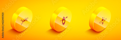 Set Isometric Scuba diver, Kayak and paddle and icon. Vector