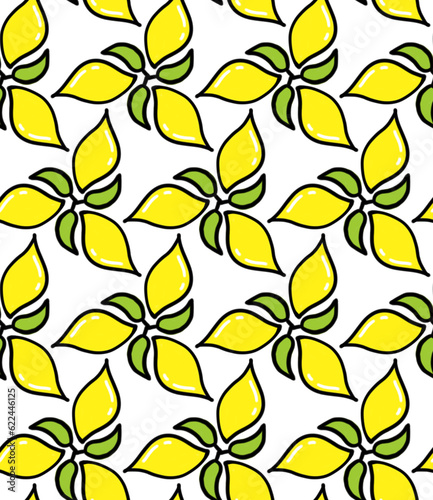 Lemons Seamless Pattern Yellow and Green Colors 