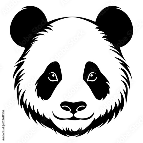 Panda head face black silhouette logo svg vector