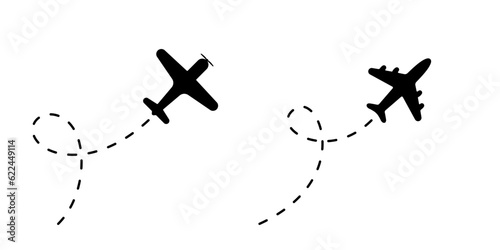 Plane with line and blank for text. Continuous one line drawing illustration