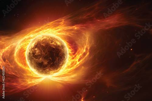 Print solar storm in universe magnetic wave extreme power sun gas universe.GenerativeAI.