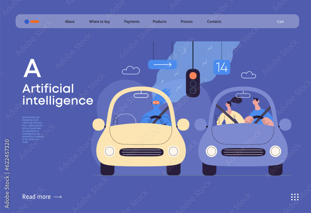 Artificial intelligence, Driving -modern flat vector concept ...