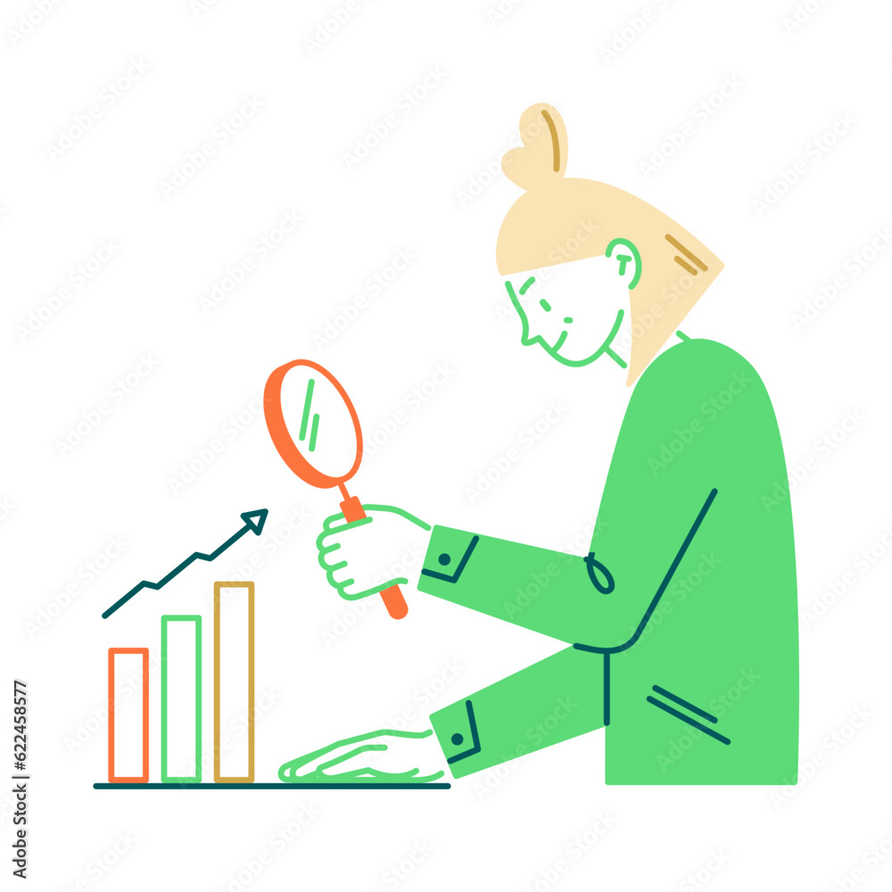 woman analyzes growth statistics chart woman analyzes growth statistics chart
