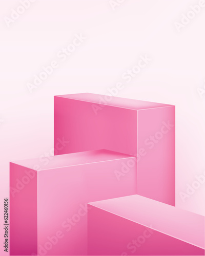 Vector gradient pink podium product display background