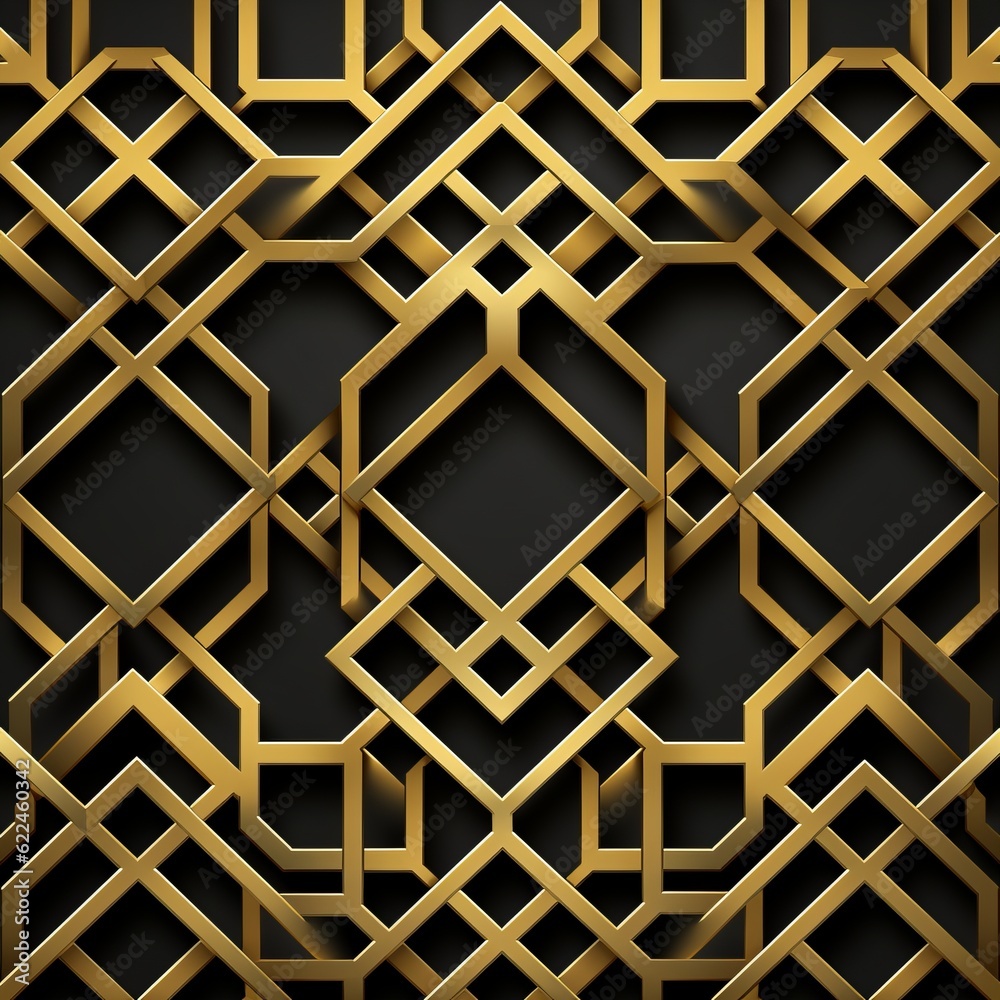 Seamless Pattern of Lattice Design in Black and Gold Seamless Pattern of Lattice Design in Black and Gold