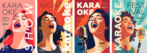 Fotografiet Karaoke party show poster set