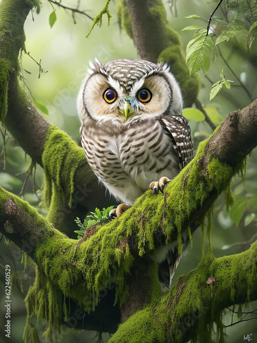 Beautiful and cute owlet in deep forest