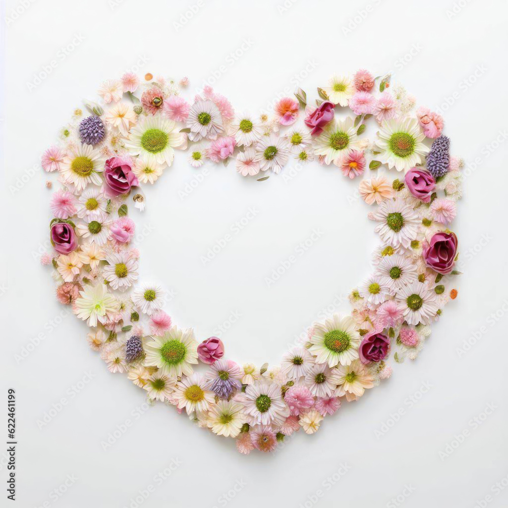 Floral Love: Heart-Shaped Flowers, Generative AI