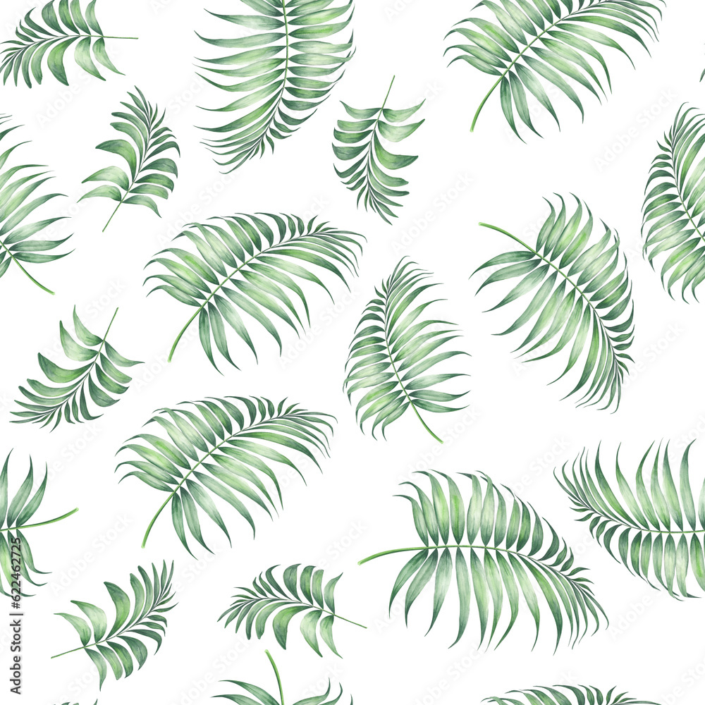 Tropical seamless pattern. Green watercolor leaf Tropical seamless pattern. Green watercolor leaf