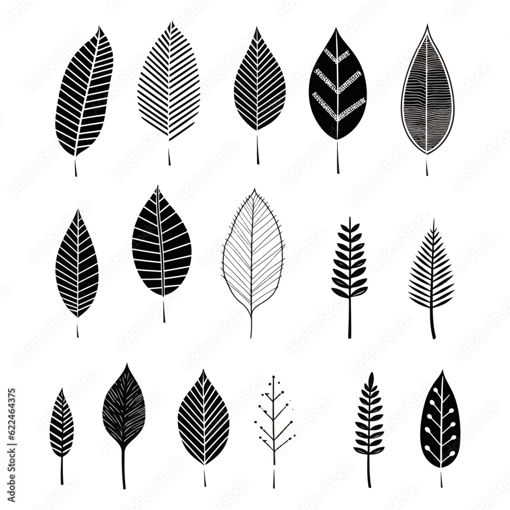 Tropical leaves illustrated in vector format