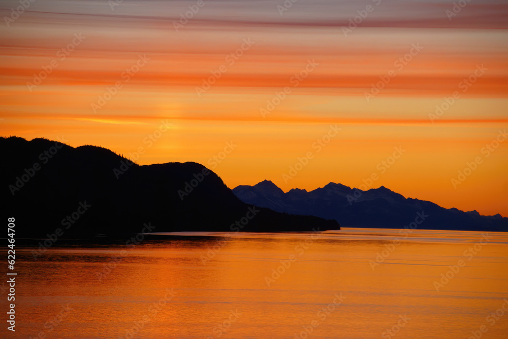 Mountains and sea - sunset & alpineglow
