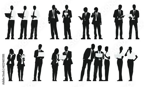 Set of business people silhouette, man and woman team, isolated on white background © Rizal