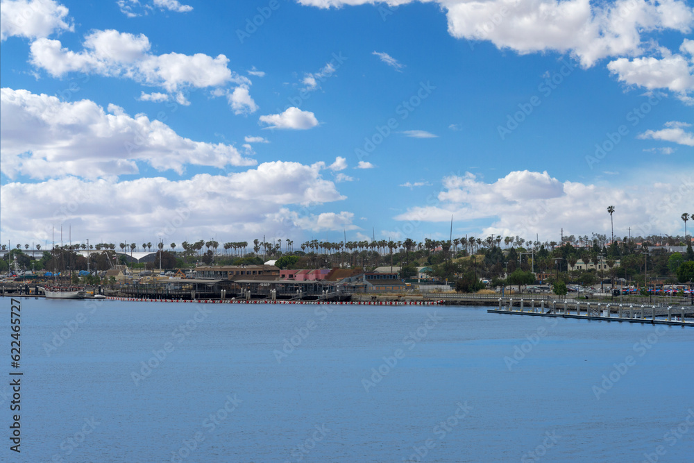 Panoramic view of the coastline of San Pedro in Los Angeles, California