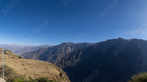 Aerial view of the Colca canyon in Arequipa. Panoramic