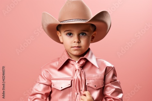 Boy in a cowboy hat. Portrait with selective focus and copy space