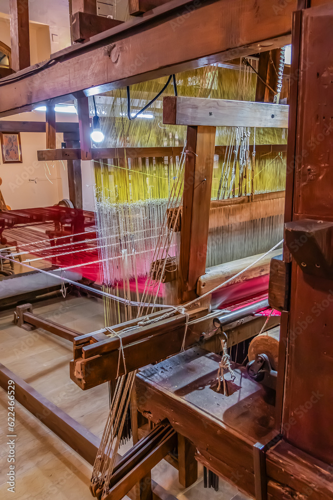 Interior of Silk Museum in Higher Art College of Silk. Silk Museum