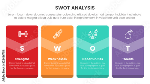 swot analysis concept with for infographic template banner with big box badge banner four point list information vector