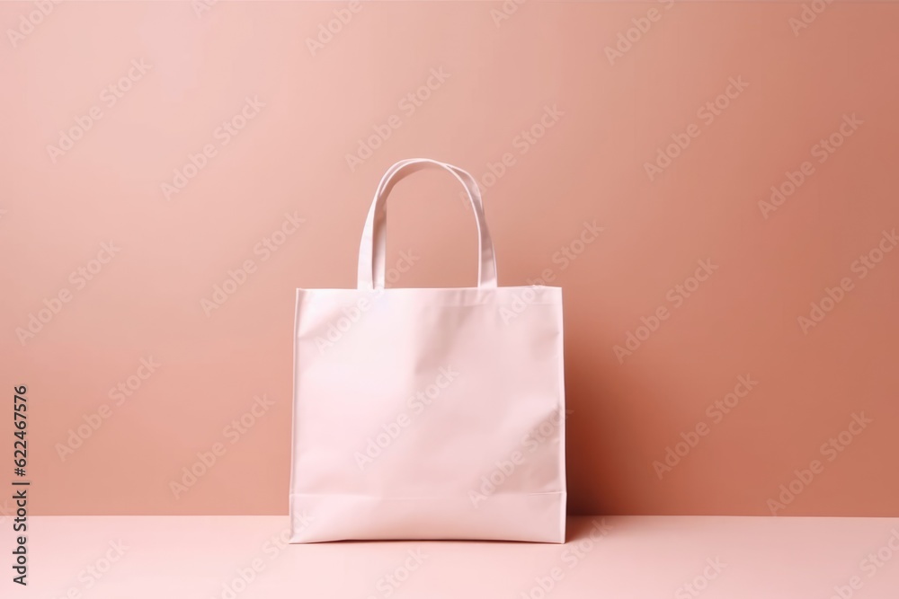Minimalistic photo of a shopping bag in light colors. free place . AI generated Minimalistic photo of a shopping bag in light colors. free place . AI generated