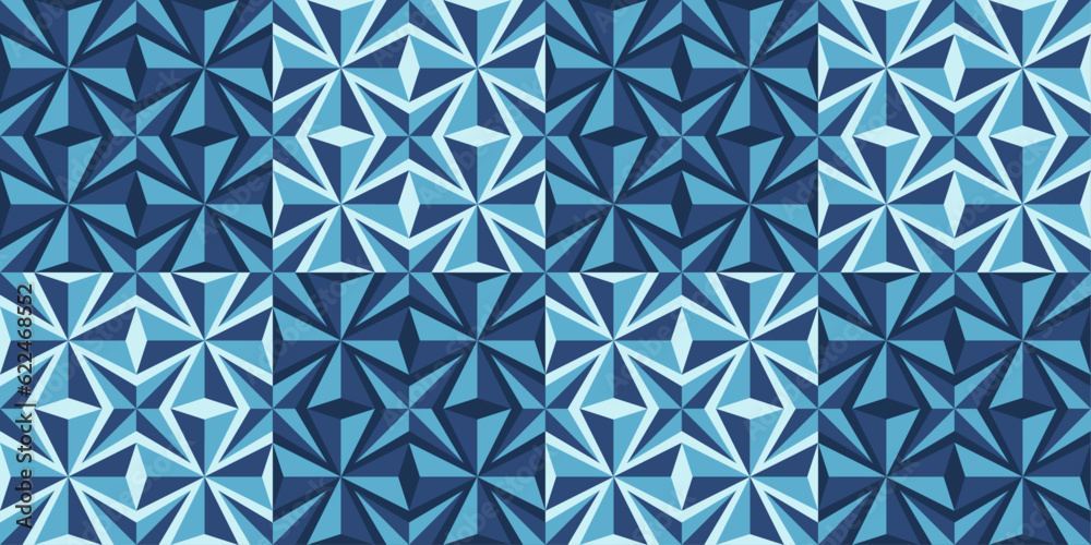 Blue four-point patterns. For print and seamless surfaces, design, interior, textiles, pillows, wallpapers. Blue four-point patterns. For print and seamless surfaces, design, interior, textiles, pillows, wallpapers.