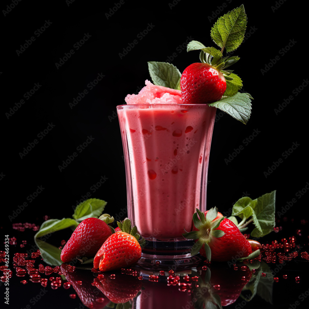 strawberry smoothie in glass | Generative AI