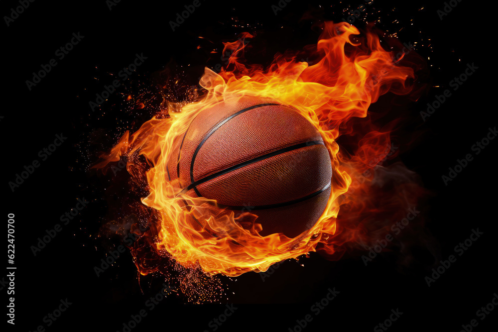 Fiery Basketball, Dynamic Action Shot for Composting 