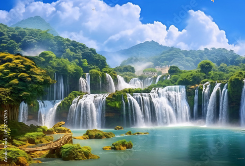 waterfall in the jungle in vietnam Asia cascade nature  © Kodjovi
