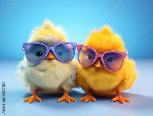 Farming chick young yellow animal bird friend glasses sunglasses small poultry chicken life