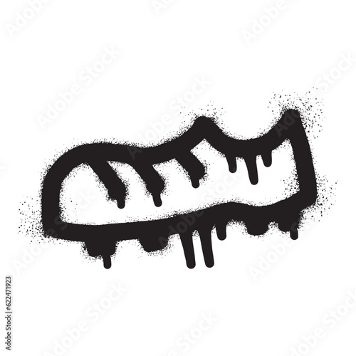 Soccer shoes icon graffiti with black spray paint
