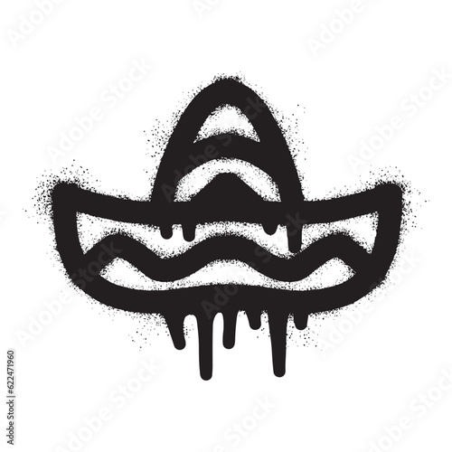 Sombrero icon graffiti with black spray paint