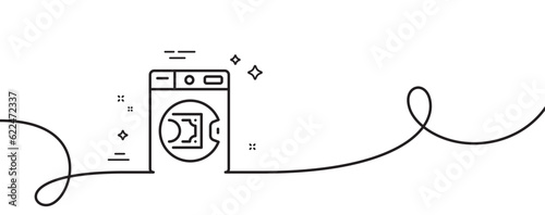 Launder money line icon. Continuous one line with curl. Cash corruption sign. Tax avoidance symbol. Launder money single outline ribbon. Loop curve pattern. Vector