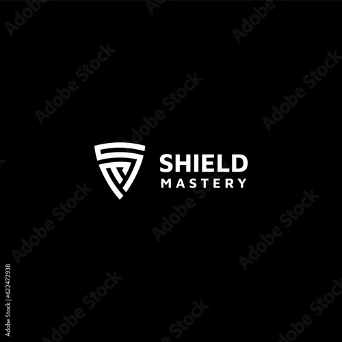 Logo design letters S and M. Shield shape. Vector template