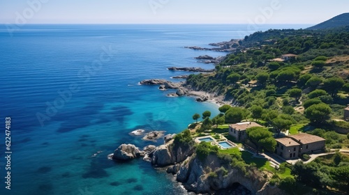 Location for the villa  such as a cliffside overlooking the Mediterranean Sea  a vineyard in Tuscany  or a secluded island off the coast of Sicily