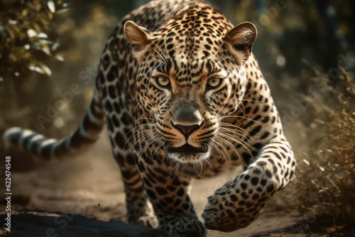 Leopard running towards the camera. © JERÓNIMO