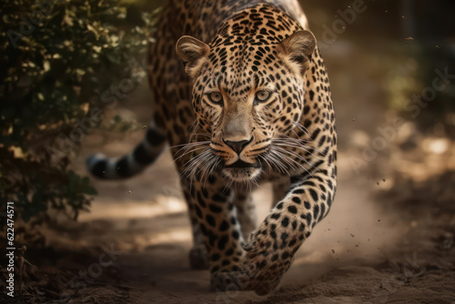 African Leopard Stalking.