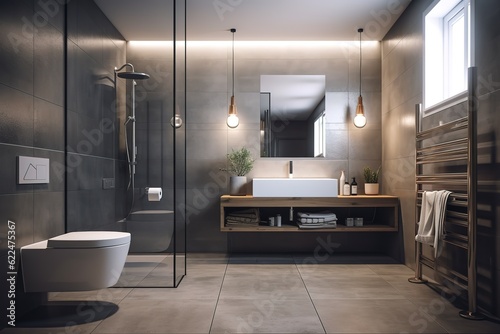 Modern bathroom interior, toilet interior ideas