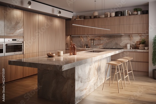 Newly renovated Kitchen boasts wood beams on ceiling