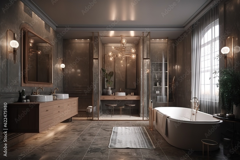 Fototapeta premium Minimalistic bathroom interior with shower