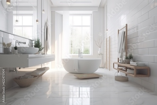Renovation of an old building bathroom in a panoramic view - 3d visualization