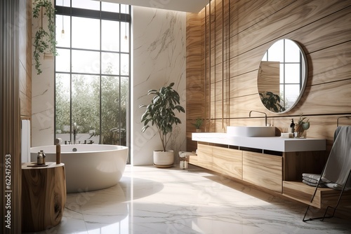 Rustic modern farmhouse bathroom in small cottage