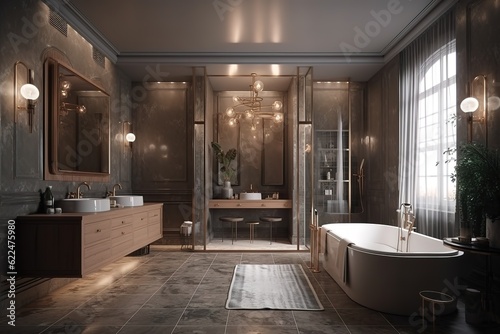 Minimalistic bathroom interior with shower