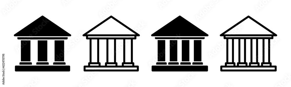 Bank icon set illustration. Bank sign and symbol, museum, university Bank icon set illustration. Bank sign and symbol, museum, university