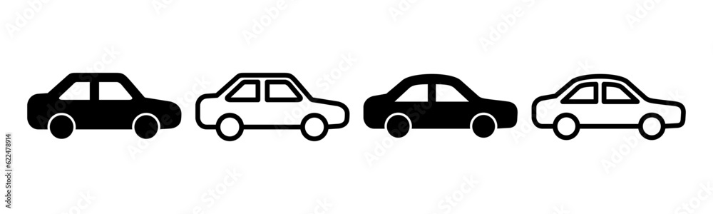 Car icon set illustration. car sign and symbol. small sedan